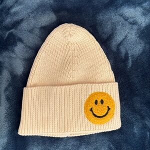 Baby Embroidered Knit Beanie with Smiley Face